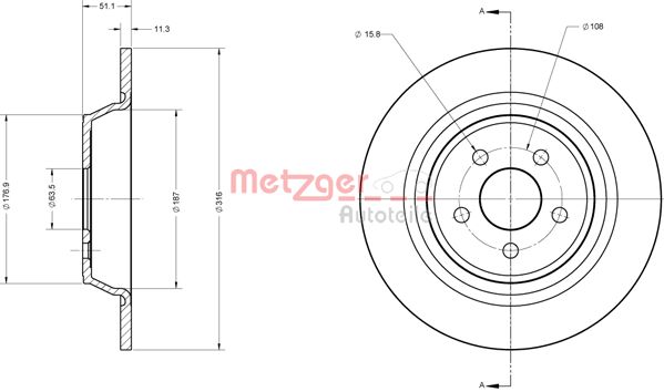 METZGER Hátsó féktárcsa 6110818_METZ